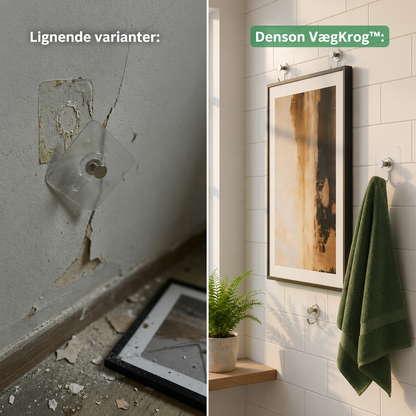 VægKrog™ – Vægkroge med patenteret greb – ingen huller, ingen mærker