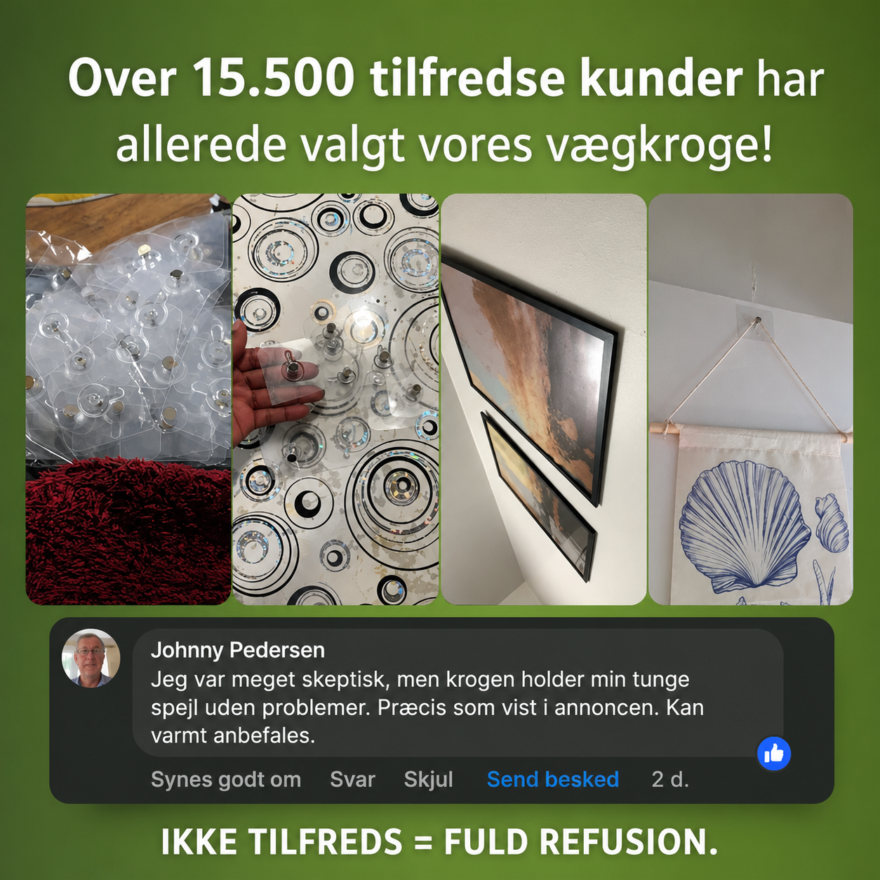VægKrog™ – Vægkroge med patenteret greb – ingen huller, ingen mærker