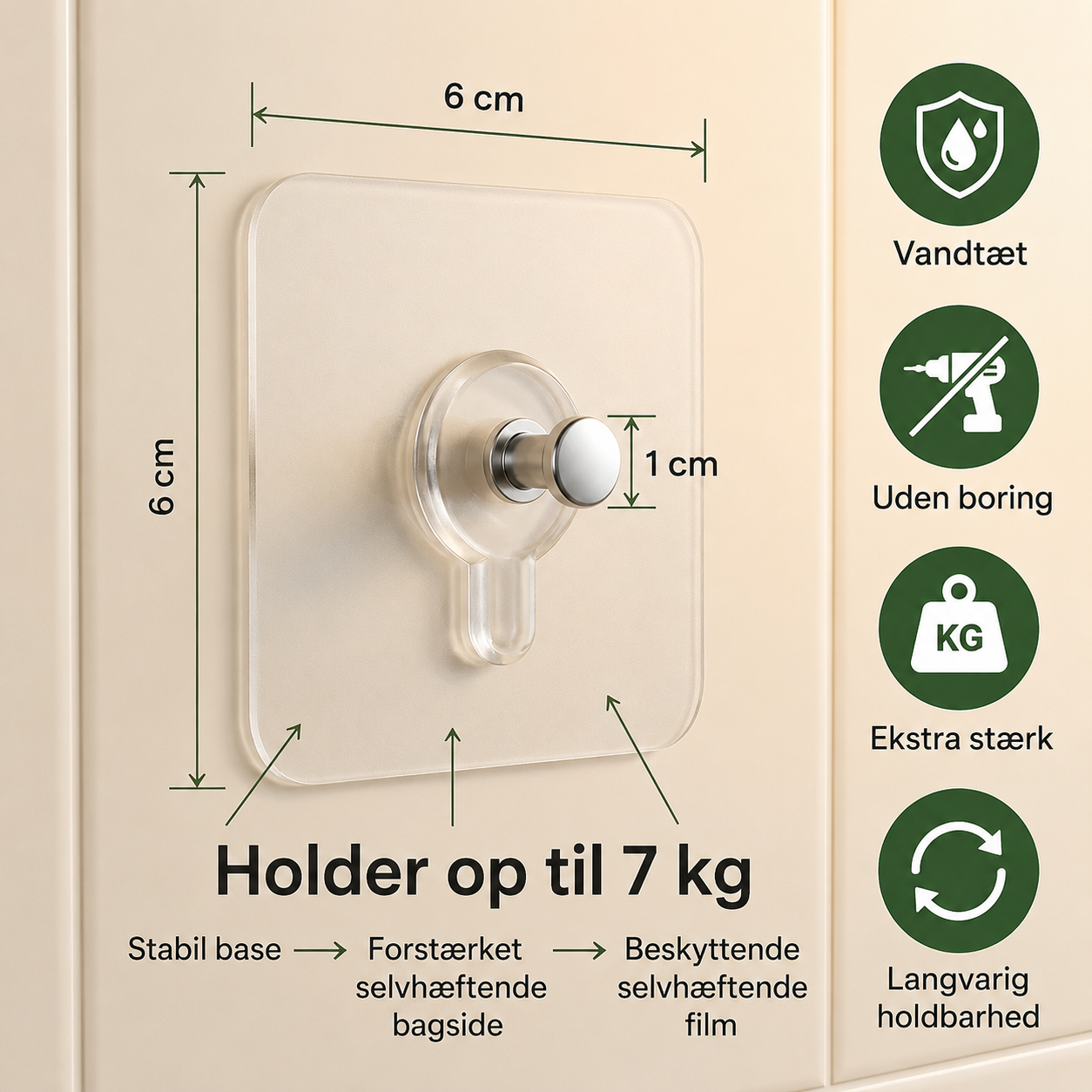 VægKrog™ – Vægkroge med patenteret greb – ingen huller, ingen mærker