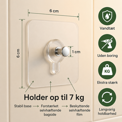 VægKrog™ – Vægkroge med patenteret greb – ingen huller, ingen mærker