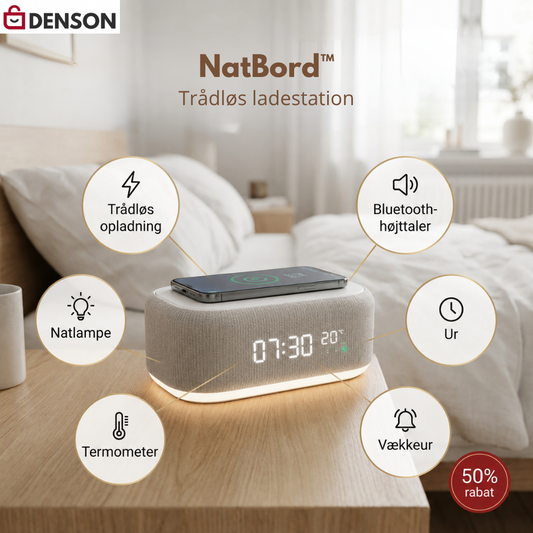 NatBord™ – 6-i-1 Trådløs Ladestation med Flere Funktioner