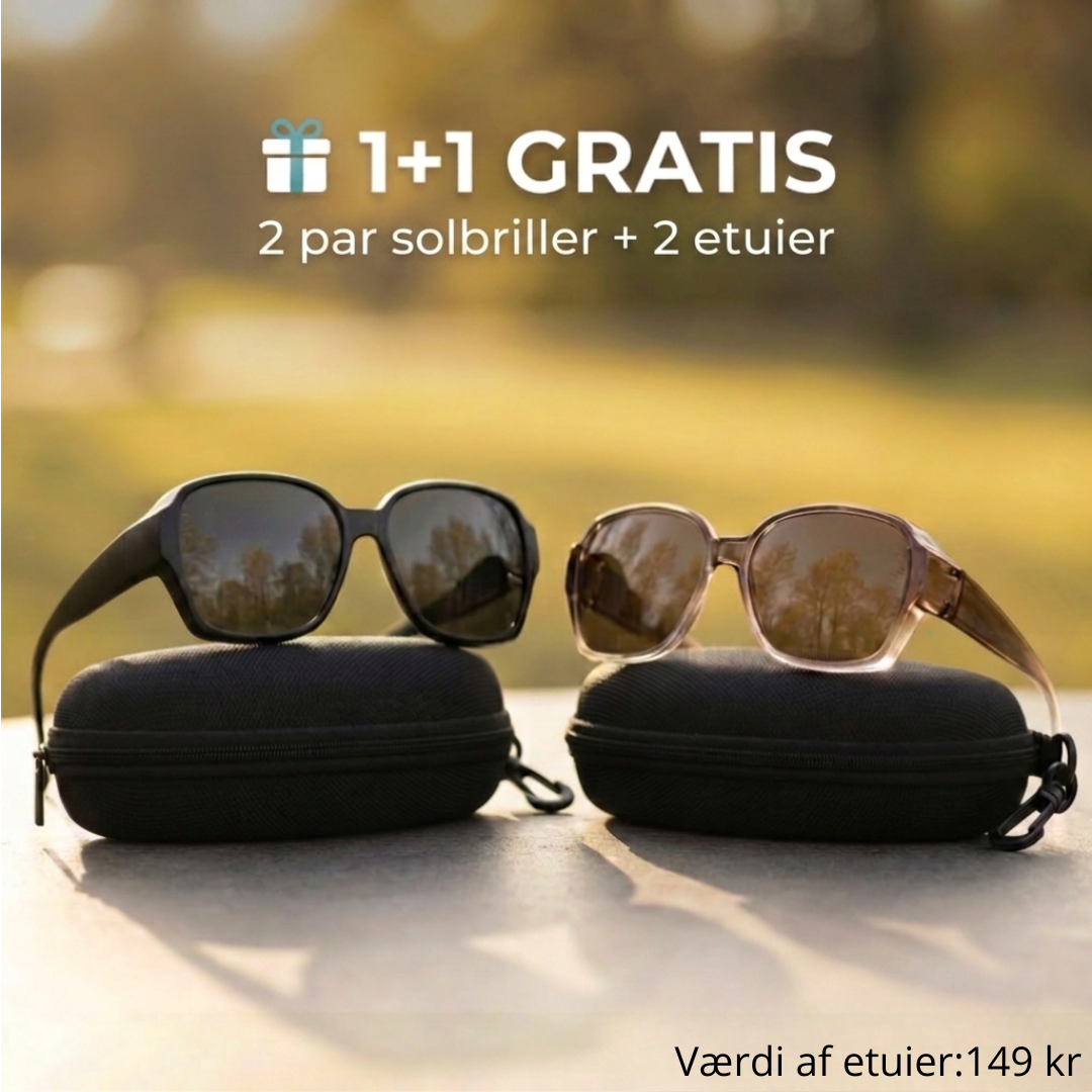 KlarSyn™ | Solbriller, du bare tager på over dine briller – 1+1 gratis