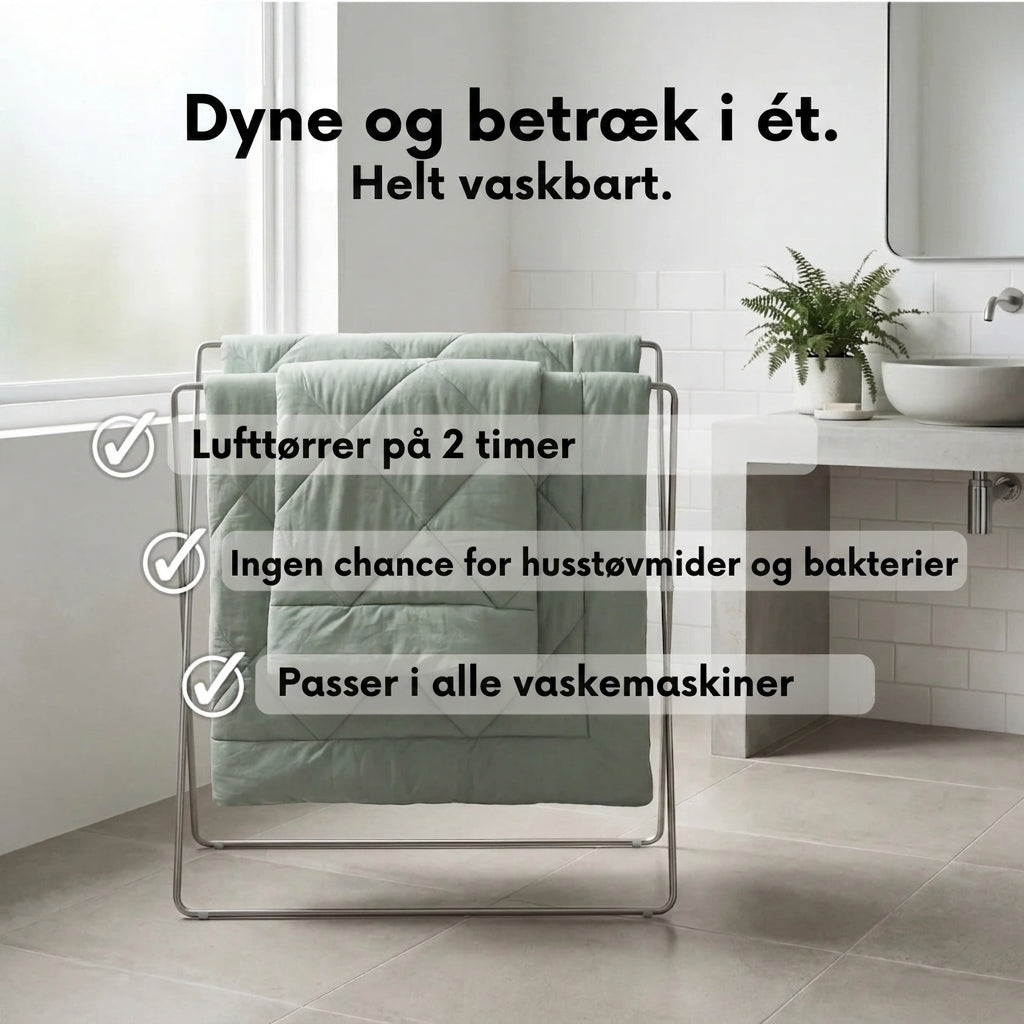 Dyne | Den hurtigtørrende 2-i-1-dyne der gør sengetøj overflødigt