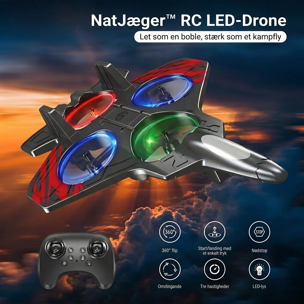 NatJæger™ RC LED-Drone – Flyveoplevelse for begyndere og entusiaster